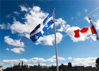Canadian and Quebec flags